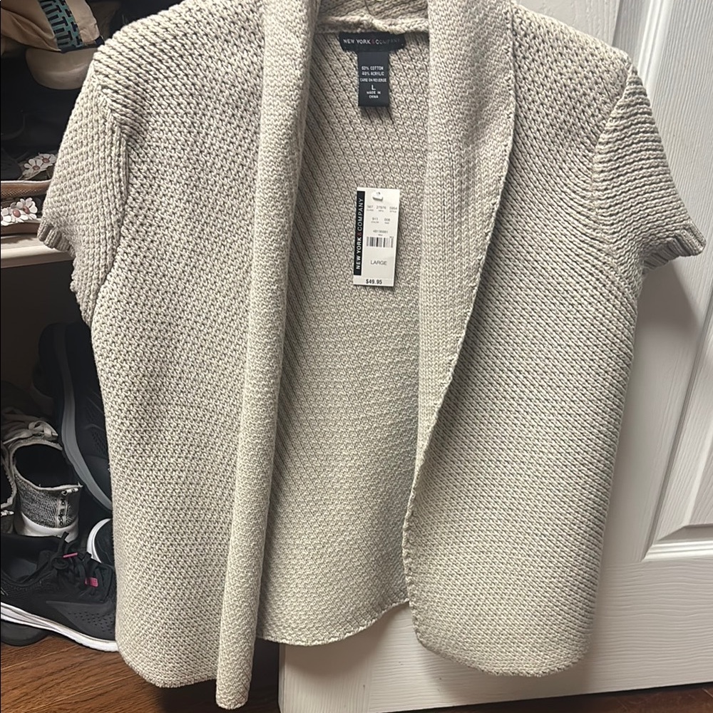 New York & Company Cream Cardigan Sweater
